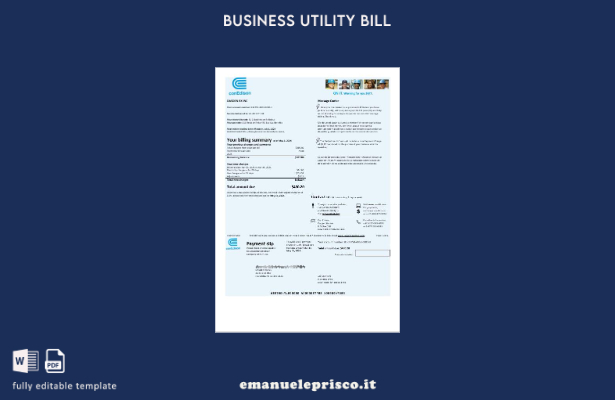 modello di bolletta delle utenze aziendali di elettricità USA Con Edison in stil